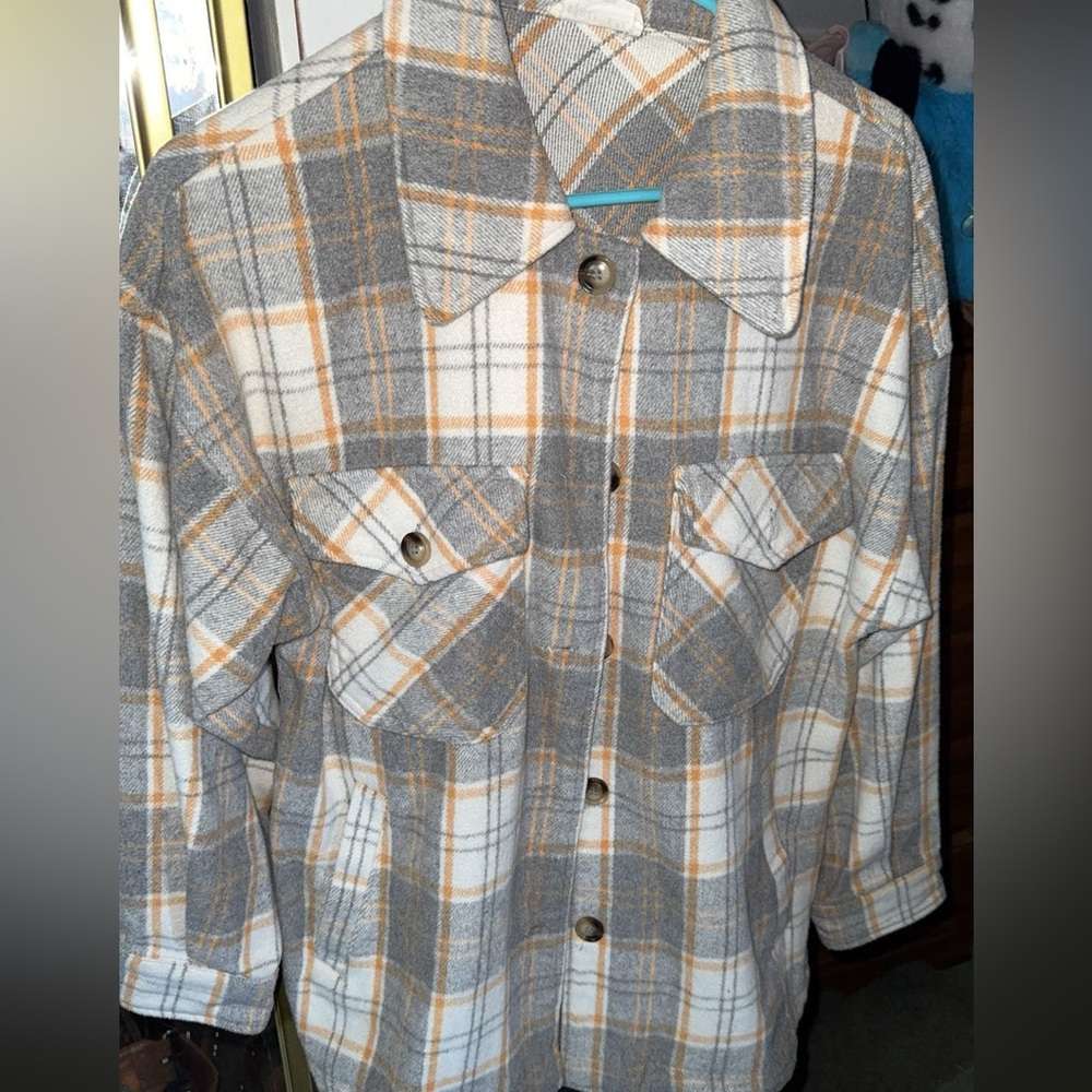Plaid Button-Up Shirt Jacket
